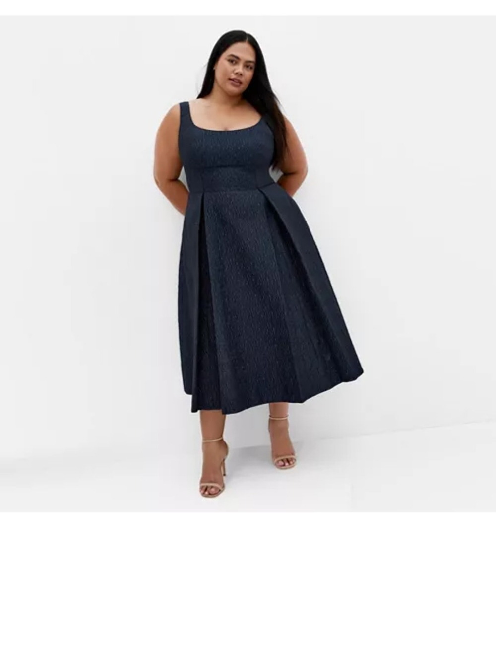 NEW City Chic Estella Navy Textured Pleated Dress 16